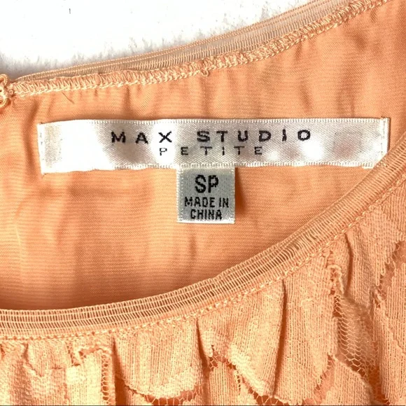 Max Studio high neck peach lace Babydoll cottagecore sleeveless tank Sz SP boho - Picture 2 of 9